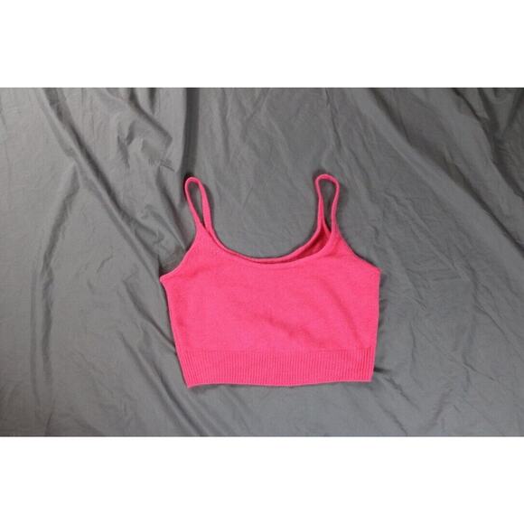 Reformation Womens Cashmere Spaghetti Strap Knit Crop Top Pink Size Large - Picture 1 of 5